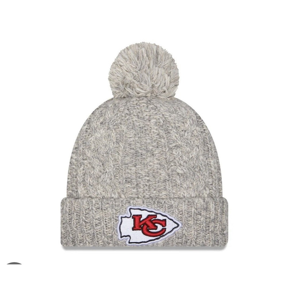 Kansas City Chiefs Shimmer Pom Knit Hat Women's New Era